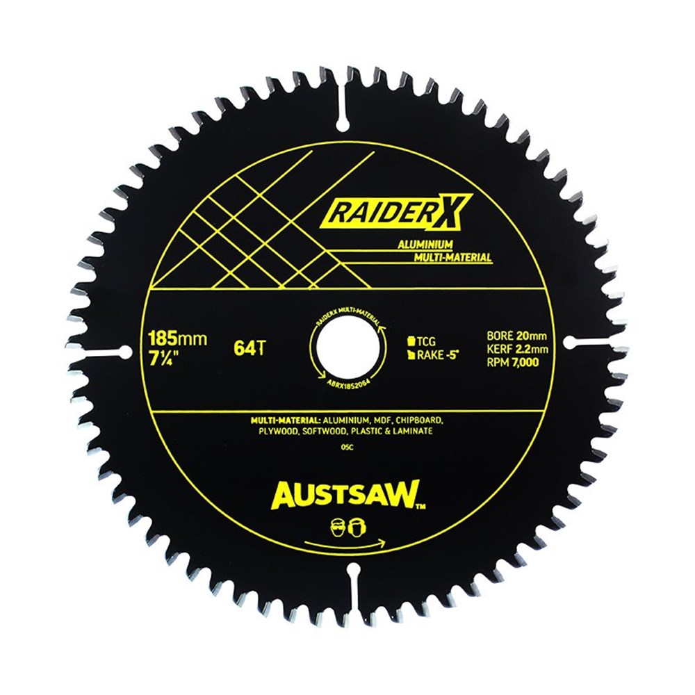 AUSTSAW RAIDER ALUMINIUM CUTTING BLADE 185MM X 20 X 64T